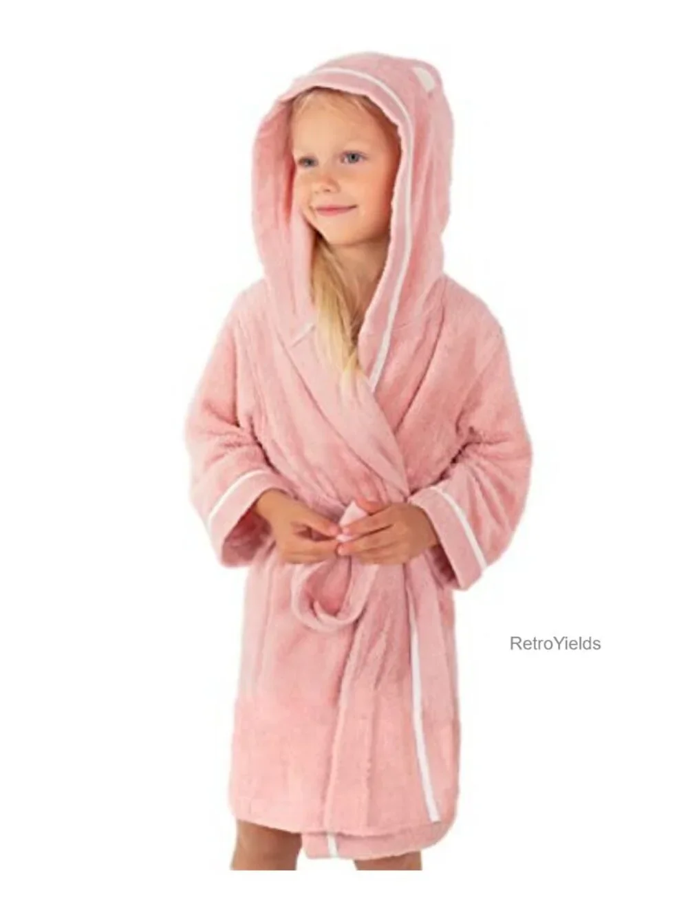 Kids Hooded Bathrobe 500 GSM Rayon from Bamboo Toddler Robe with Tie